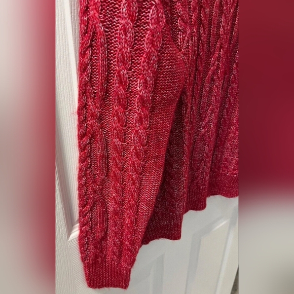 Olivia Sky Cutout Metallic Cable Knit Pullover Sweater Red Women's Sz Large NWT. - Picture 4 of 11